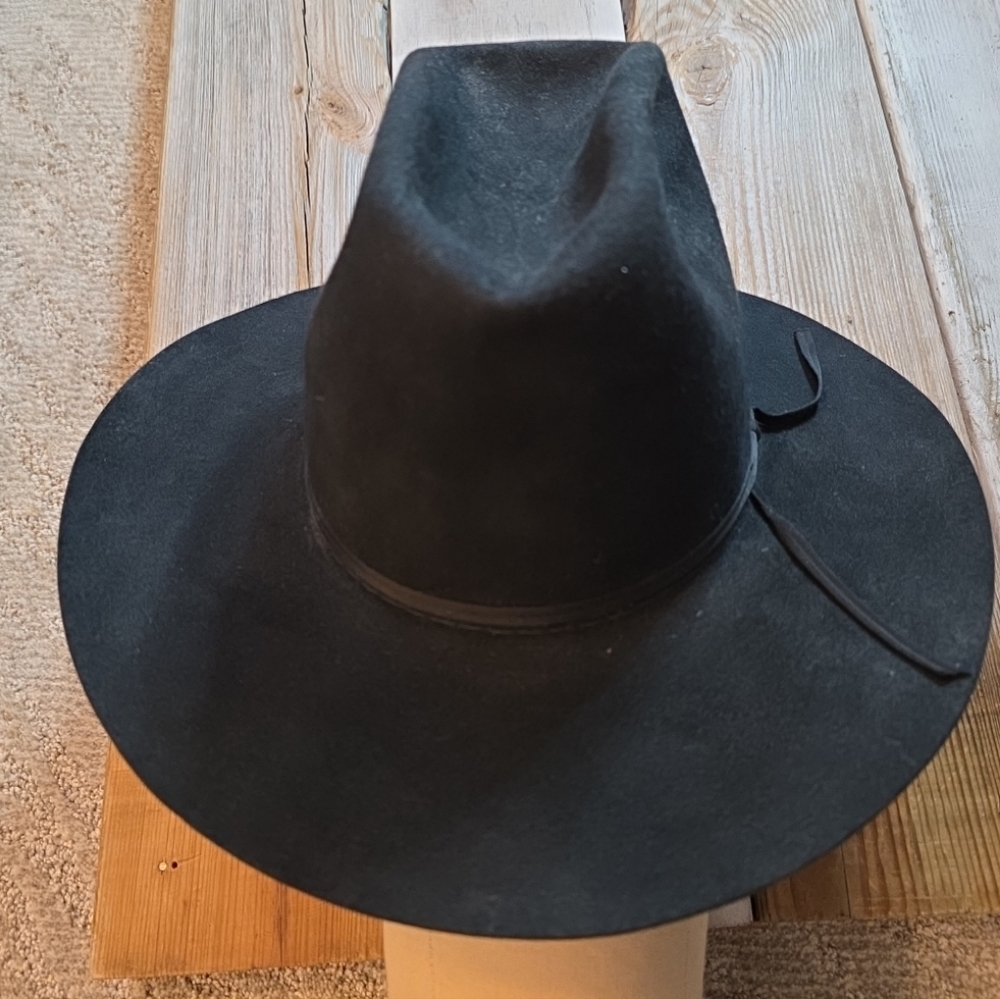 Vtg Resistol Black Felt Western Hat Hand Creased Size 6 3/4 Union Made In USA